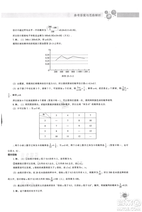 辽宁教育出版社2021尖子生题库九年级上册数学人教版参考答案
