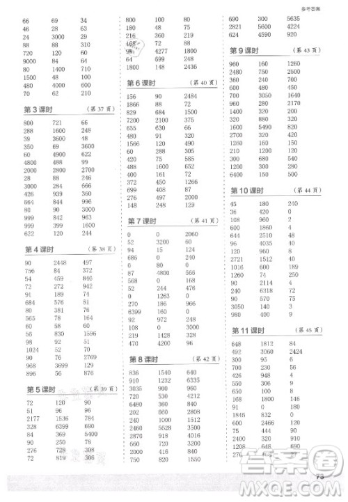 江苏凤凰少年儿童出版社2021口算小状元口算速算天天练小学数学三年级上册人教版答案