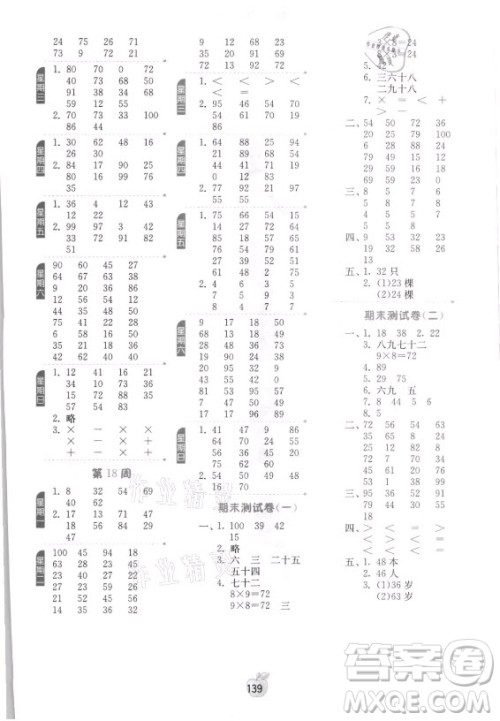 江苏人民出版社2021小学数学计算高手二年级上册人教版答案 江苏人民出版社2021小学数学计算高手二年级上册人教版答案