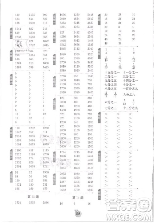 江苏人民出版社2021小学数学计算高手三年级上册人教版答案