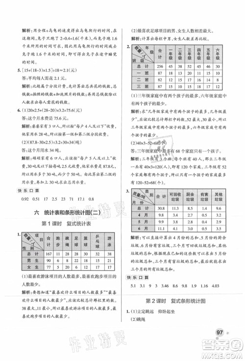 陕西师范大学出版总社有限公司2021秋季小学学霸作业本五年级数学上册SJ苏教版答案