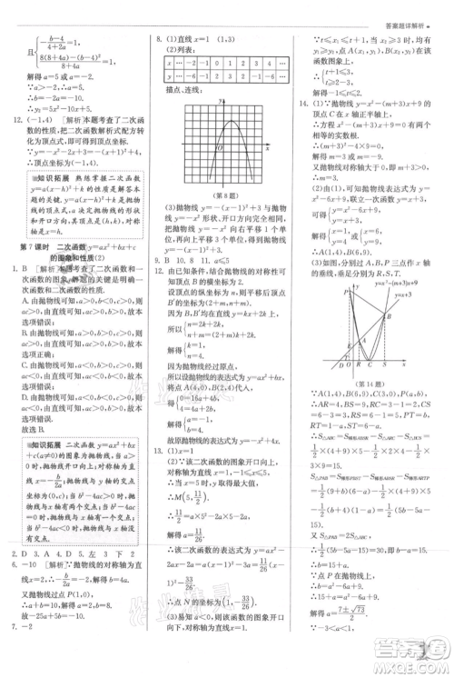 江苏人民出版社2021实验班提优训练九年级上册数学沪科版参考答案