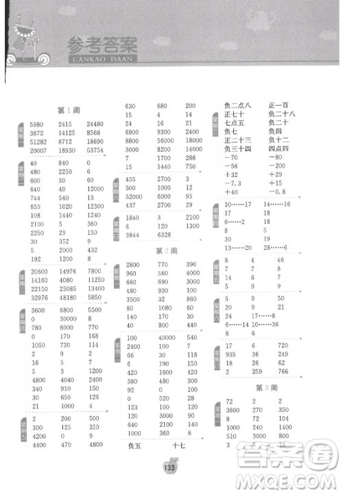  江苏人民出版社2021小学数学计算高手五年级上册苏教版答案