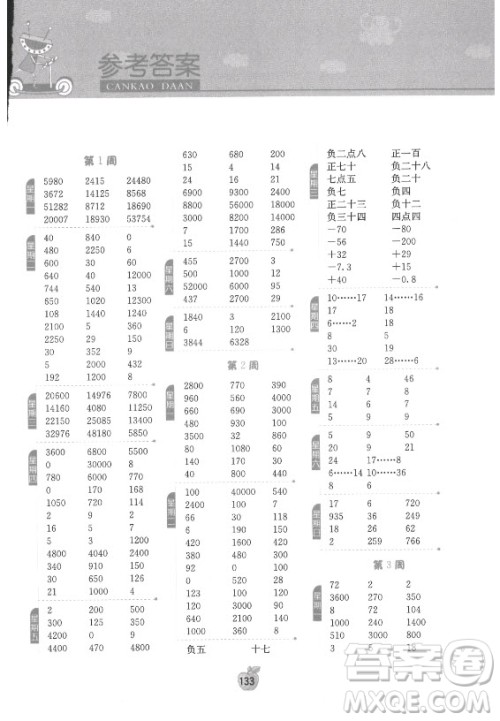  江苏人民出版社2021小学数学计算高手五年级上册苏教版答案