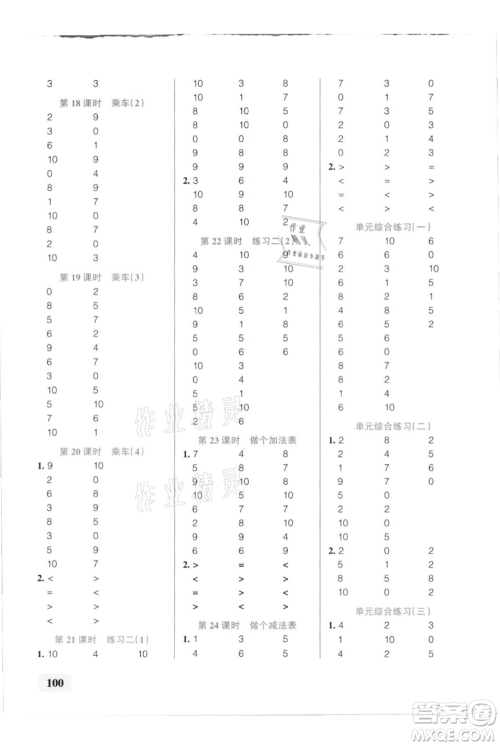 辽宁教育出版社2021小学学霸口算一年级上册数学北师大版参考答案