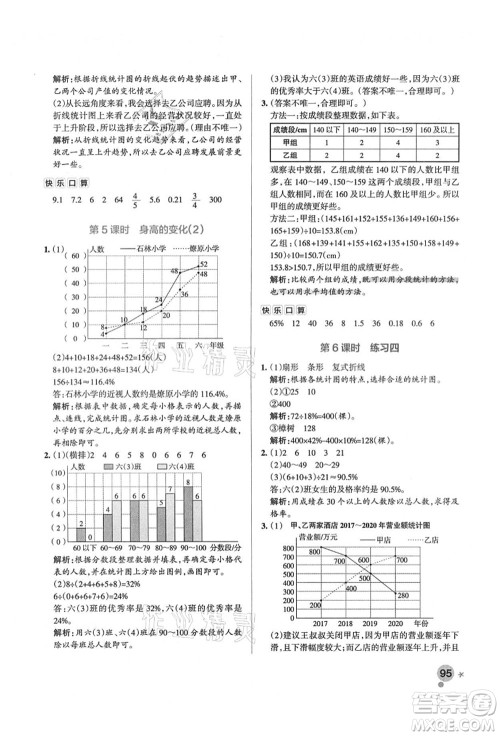 辽宁教育出版社2021秋季小学学霸作业本六年级数学上册BS北师大版答案