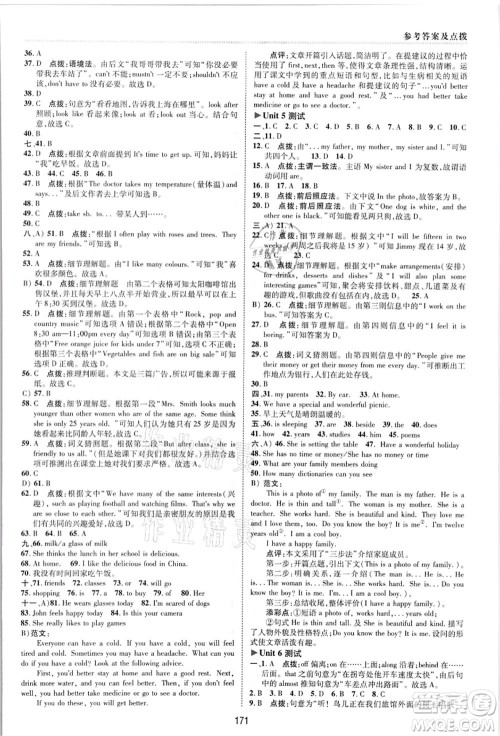 陕西人民教育出版社2021典中点综合应用创新题七年级英语上册JJ冀教版答案 陕西人民教育出版社2021典中点综合应用创新题七年级英语上册JJ冀教版答案