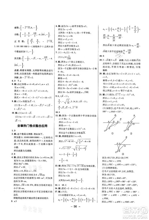 陕西人民教育出版社2021典中点综合应用创新题七年级数学上册五四学制LJ鲁教版答案 陕西人民教育出版社2021典中点综合应用创新题七年级数学上册五四学制LJ鲁教版答案