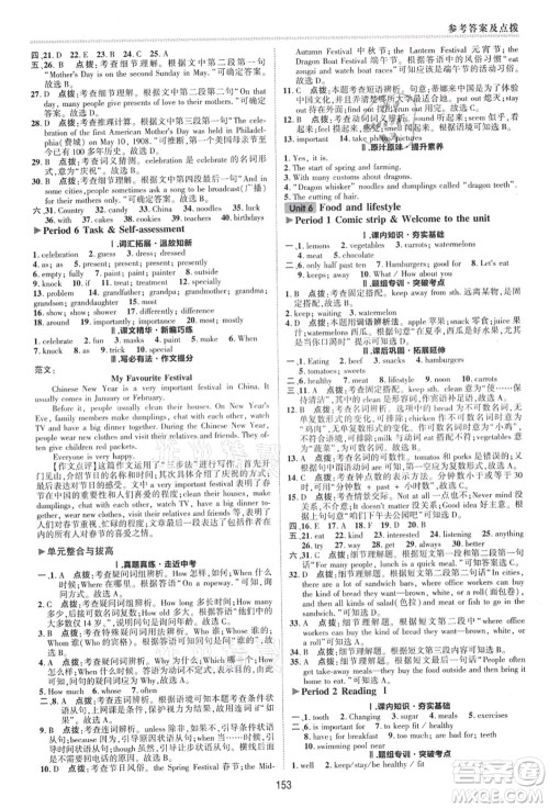 陕西人民教育出版社2021典中点综合应用创新题七年级英语上册YL译林版答案