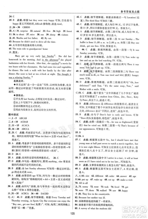 陕西人民教育出版社2021典中点综合应用创新题七年级英语上册五四学制LJ鲁教版答案