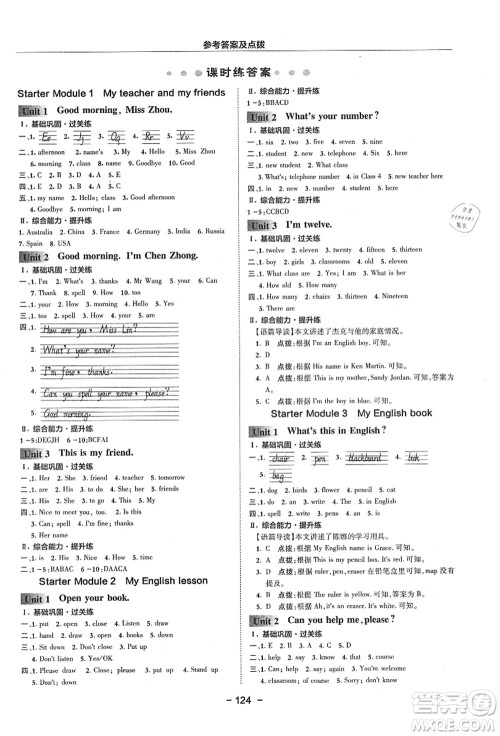 吉林教育出版社2021典中点综合应用创新题七年级英语上册WY外研版浙江专版答案 吉林教育出版社2021典中点综合应用创新题七年级英语上册WY外研版浙江专版答案