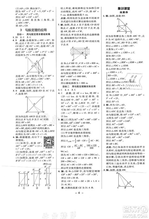 陕西人民教育出版社2021典中点综合应用创新题八年级数学上册BS北师大版答案