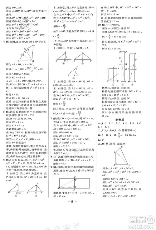 陕西人民教育出版社2021典中点综合应用创新题八年级数学上册BS北师大版答案