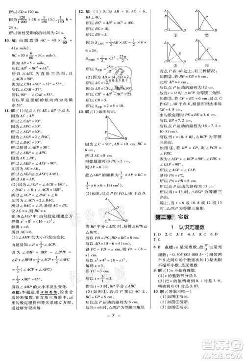 陕西人民教育出版社2021典中点综合应用创新题八年级数学上册BS北师大版答案