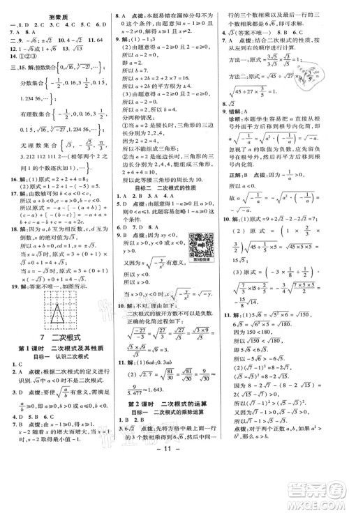 陕西人民教育出版社2021典中点综合应用创新题八年级数学上册BS北师大版答案