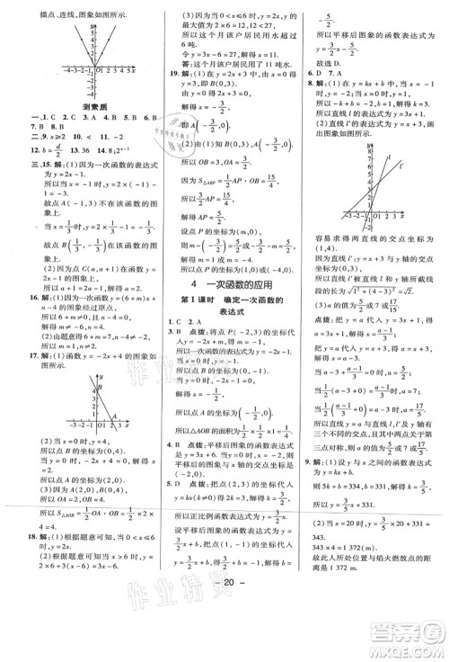 陕西人民教育出版社2021典中点综合应用创新题八年级数学上册BS北师大版答案