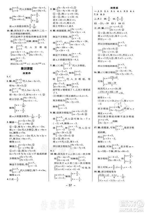 陕西人民教育出版社2021典中点综合应用创新题八年级数学上册BS北师大版答案