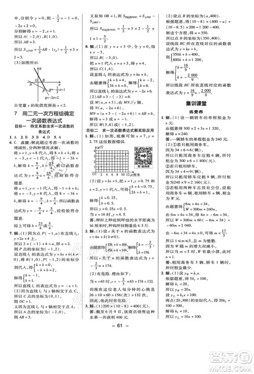 陕西人民教育出版社2021典中点综合应用创新题八年级数学上册BS北师大版答案