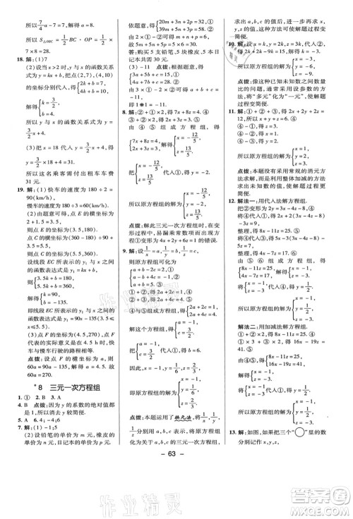 陕西人民教育出版社2021典中点综合应用创新题八年级数学上册BS北师大版答案