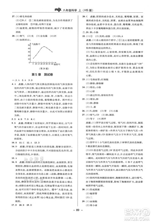 陕西人民教育出版社2021典中点综合应用创新题八年级科学上册HS华师大版答案 陕西人民教育出版社2021典中点综合应用创新题八年级科学上册HS华师大版答案
