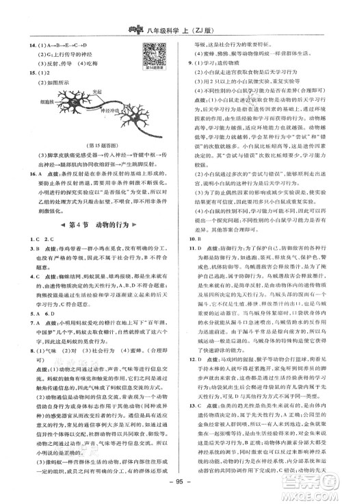 陕西人民教育出版社2021典中点综合应用创新题八年级科学上册ZJ浙教版答案 陕西人民教育出版社2021典中点综合应用创新题八年级科学上册ZJ浙教版答案