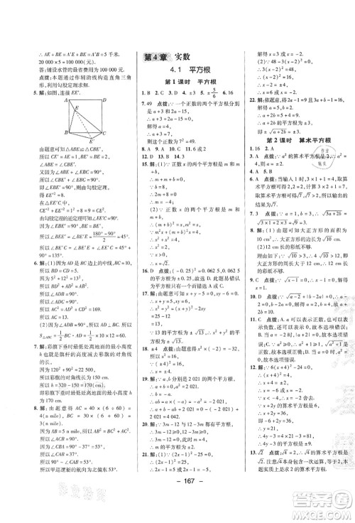 陕西人民教育出版社2021典中点综合应用创新题八年级数学上册SK苏科版答案