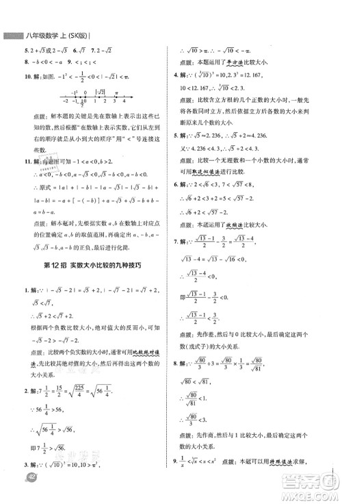 陕西人民教育出版社2021典中点综合应用创新题八年级数学上册SK苏科版答案