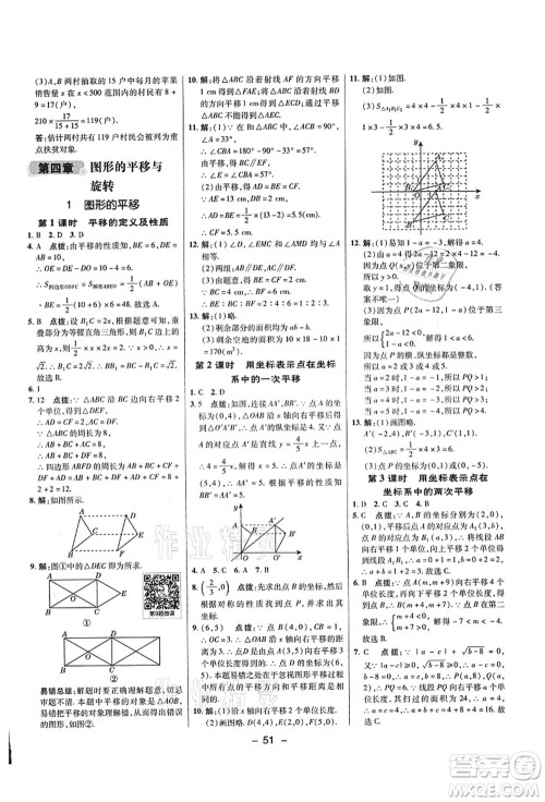 陕西人民教育出版社2021典中点综合应用创新题八年级数学上册五四学制LJ鲁教版答案
