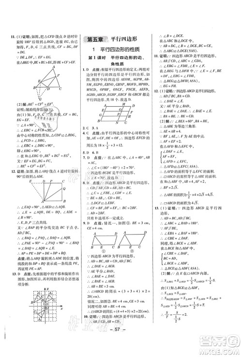 陕西人民教育出版社2021典中点综合应用创新题八年级数学上册五四学制LJ鲁教版答案