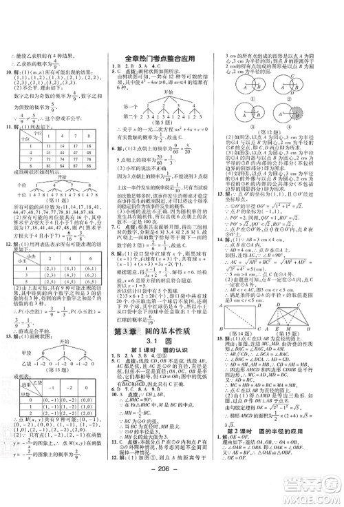 陕西人民教育出版社2021典中点综合应用创新题九年级数学全一册ZJ浙教版答案