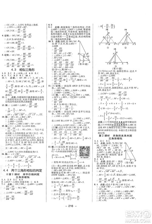 陕西人民教育出版社2021典中点综合应用创新题九年级数学全一册ZJ浙教版答案