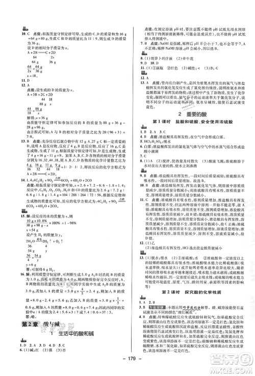 陕西人民教育出版社2021典中点综合应用创新题九年级科学全一册HS华师大版答案