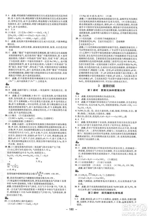 陕西人民教育出版社2021典中点综合应用创新题九年级科学全一册HS华师大版答案