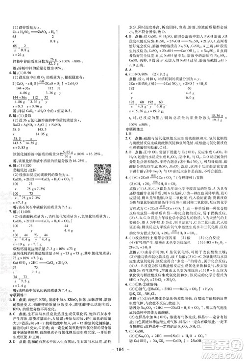 陕西人民教育出版社2021典中点综合应用创新题九年级科学全一册HS华师大版答案 陕西人民教育出版社2021典中点综合应用创新题九年级科学全一册HS华师大版答案