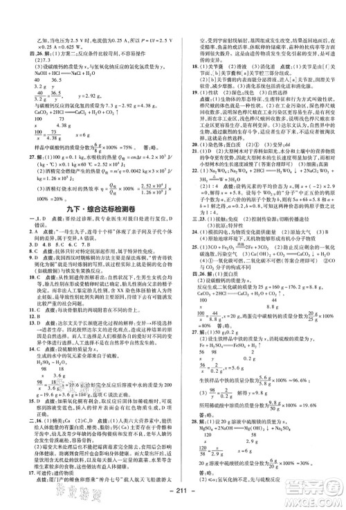 陕西人民教育出版社2021典中点综合应用创新题九年级科学全一册HS华师大版答案 陕西人民教育出版社2021典中点综合应用创新题九年级科学全一册HS华师大版答案
