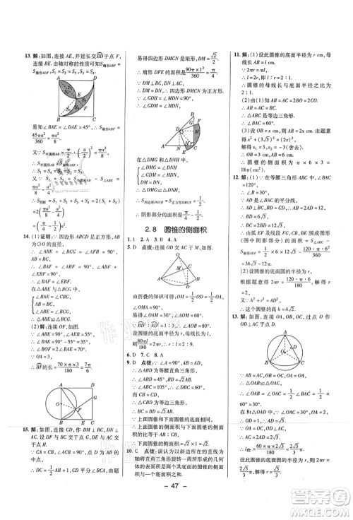 陕西人民教育出版社2021典中点综合应用创新题九年级数学上册SK苏科版答案