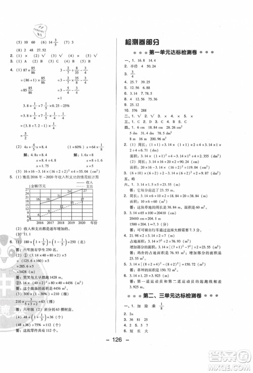 陕西人民教育出版社2021典中点综合应用创新题六年级数学上册BS北师大版答案