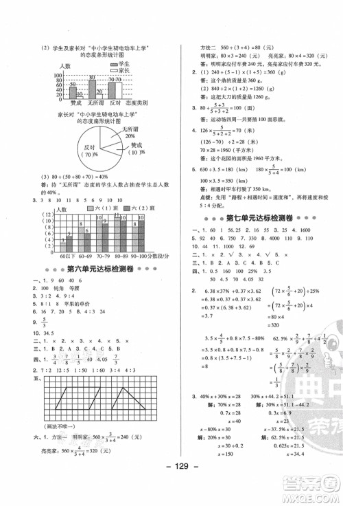 陕西人民教育出版社2021典中点综合应用创新题六年级数学上册BS北师大版答案