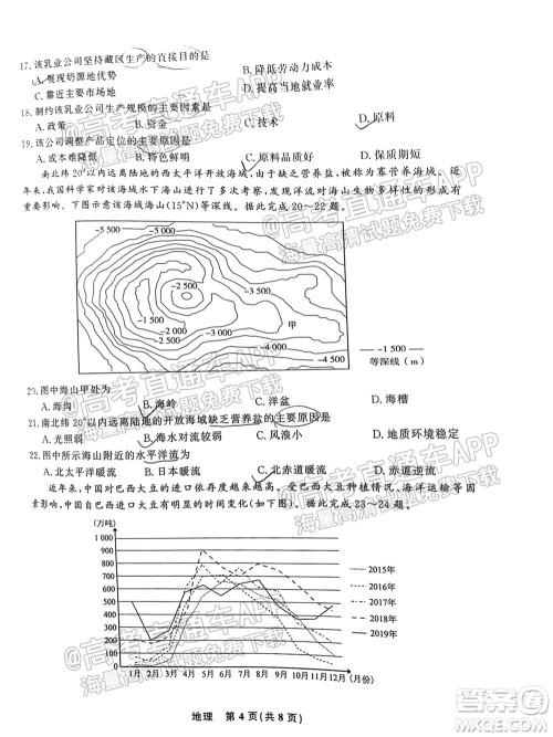 2022届高三年级江西智学联盟体第一次联考地理试卷及答案 2022届高三年级江西智学联盟体第一次联考地理试卷及答案