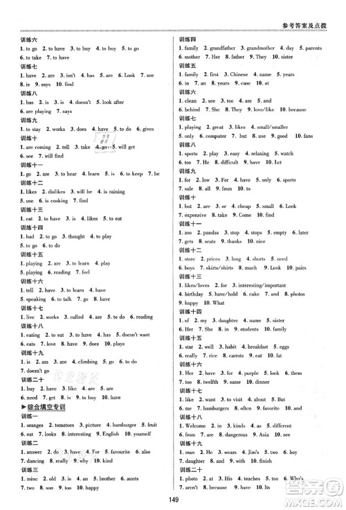 陕西人民教育出版社2021典中点综合应用创新题六年级英语上册五四学制LJ鲁教版答案