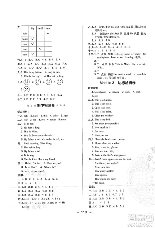 陕西人民教育出版社2021典中点综合应用创新题三年级英语上册HN沪教牛津版山西专版答案