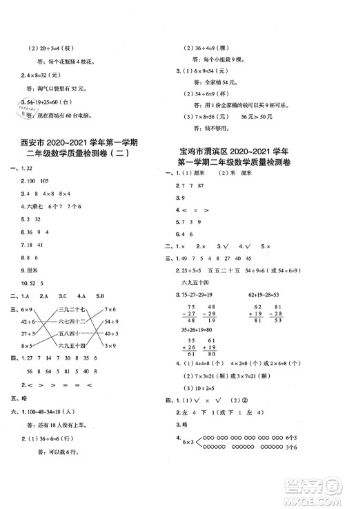 陕西人民教育出版社2021典中点综合应用创新题二年级数学上册BS北师大版答案 陕西人民教育出版社2021典中点综合应用创新题二年级数学上册BS北师大版答案