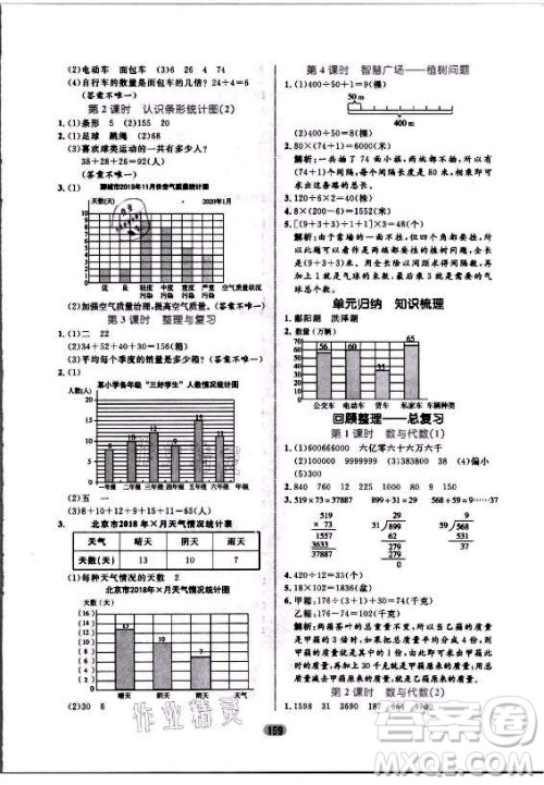 沈阳出版社2021黄冈名师天天练数学四年级上册六三学制青岛版答案