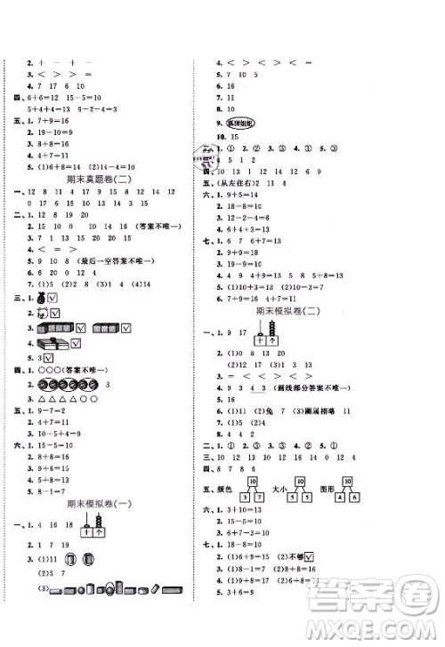 西安出版社2021秋季53全优卷小学数学一年级上册SJ苏教版答案 西安出版社2021秋季53全优卷小学数学一年级上册SJ苏教版答案