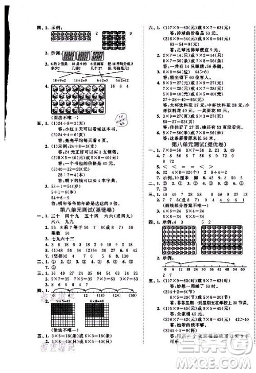 西安出版社2021秋季53全优卷小学数学二年级上册BSD北师大版答案 西安出版社2021秋季53全优卷小学数学二年级上册BSD北师大版答案