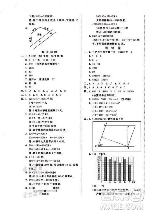 西安出版社2021秋季53全优卷小学数学四年级上册RJ人教版答案