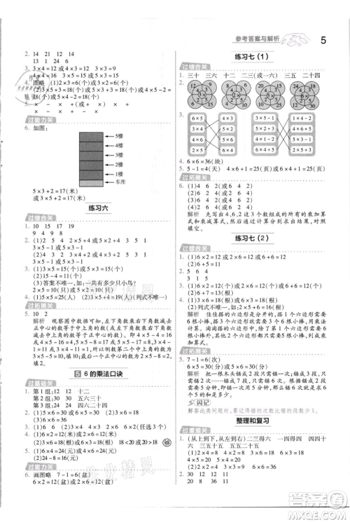 南京师范大学出版社2021一遍过二年级上册数学苏教版参考答案