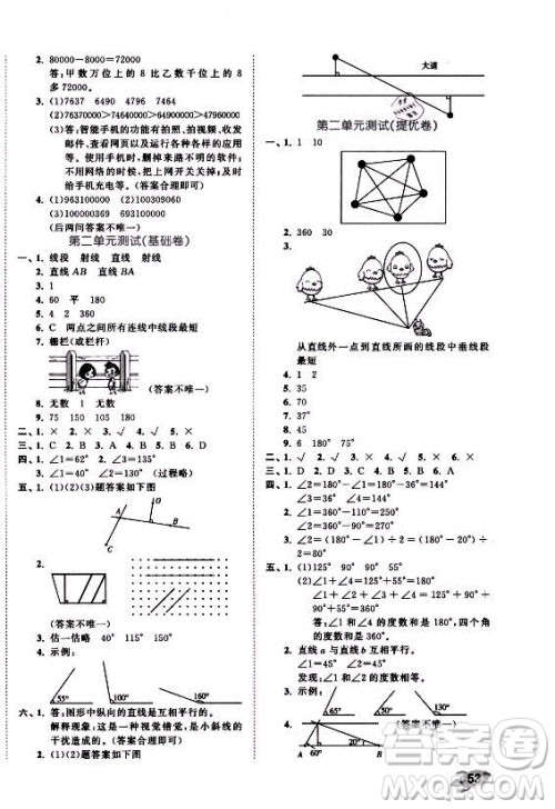 西安出版社2021秋季53全优卷小学数学四年级上册BSD北师大版答案