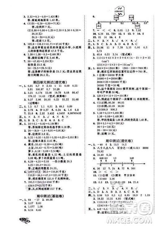 西安出版社2021秋季53全优卷小学数学五年级上册SJ苏教版答案