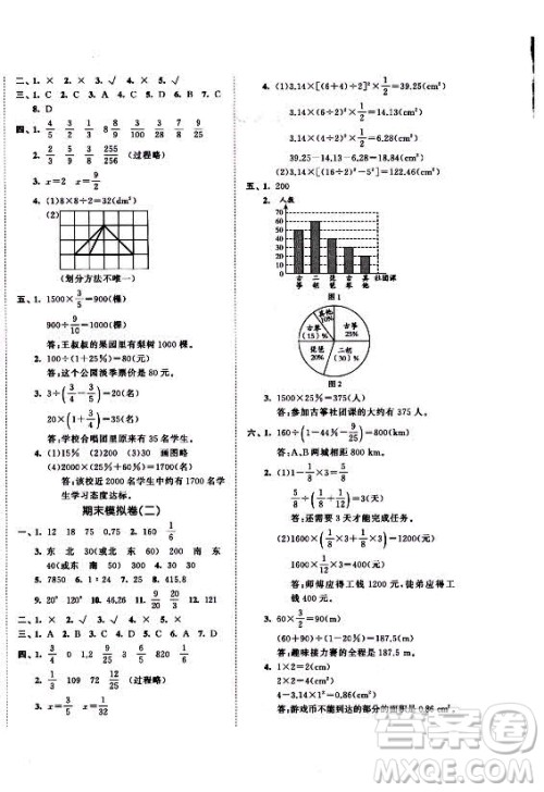 西安出版社2021秋季53全优卷小学数学六年级上册RJ人教版答案